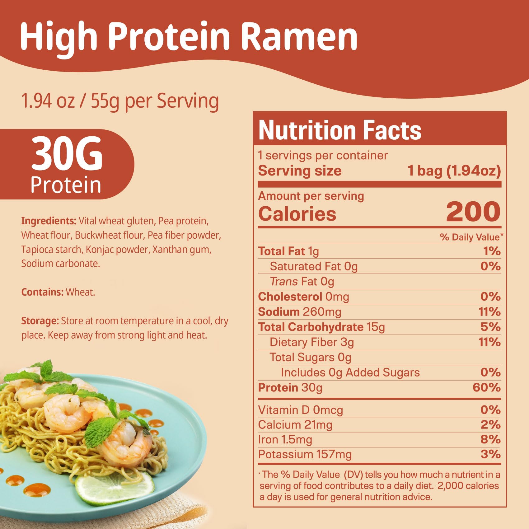 VOLO VERO High Protein (30g) Ramen Noodles Plain, 8 Pack Plant-Based Vegan Noodle | Sugar-Free, Low Fat, Non-Fried, Non-GMO, Egg & Dairy Free | Ready to Eat, Healthy Asian Meal Alternative