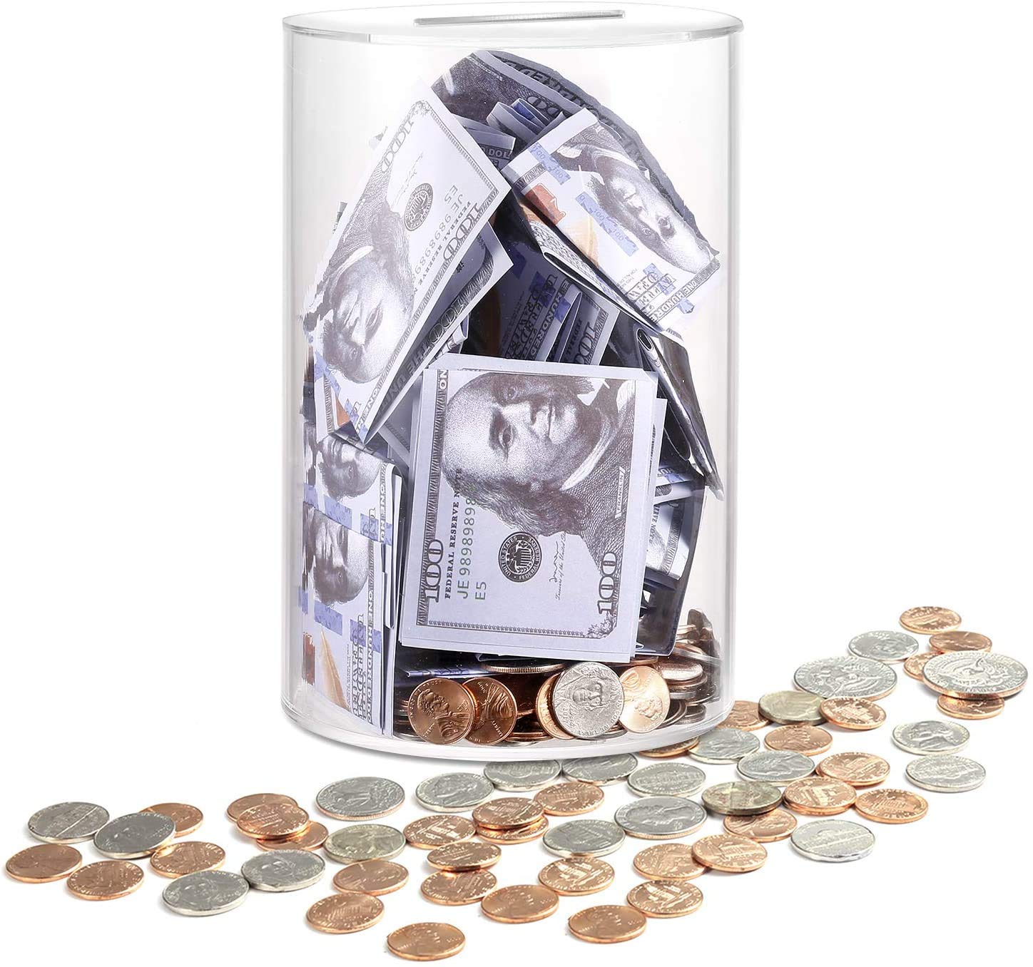 Cpandthy Piggy Bank No Opening for Adults, Unopenable Acrylic Saving Money Jar,Clear Piggy Bank Cash and Coin for Adults Boys Kids DIY Gift Table Decoration-Large (Large)