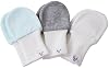 Newborn Baby Mittens - Blue, Grey and White, No Scratch Mittens, 3 Pairs