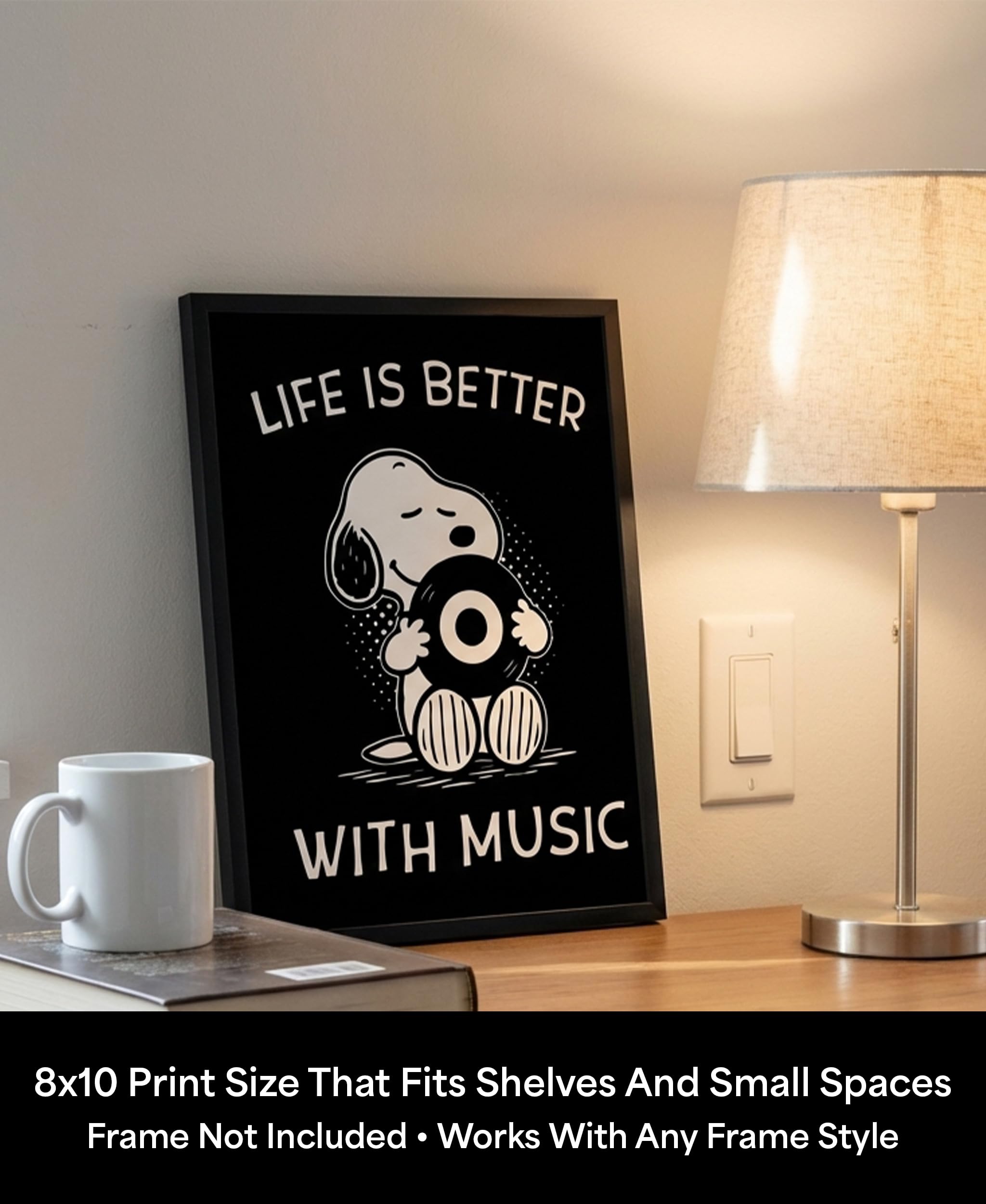Amazon.com: Life Is Better With Music Wall Art Print – Minimalist