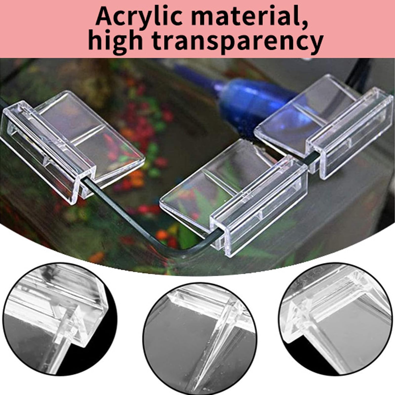 GVSS 6 Pièces Clips de Protection en Verre pour Aquarium Convient pour Verre 6mm, Support d'Aquarium Acrylique,Clips de Support d'Aquarium,Clips pour Couvercle d'Aquarium
