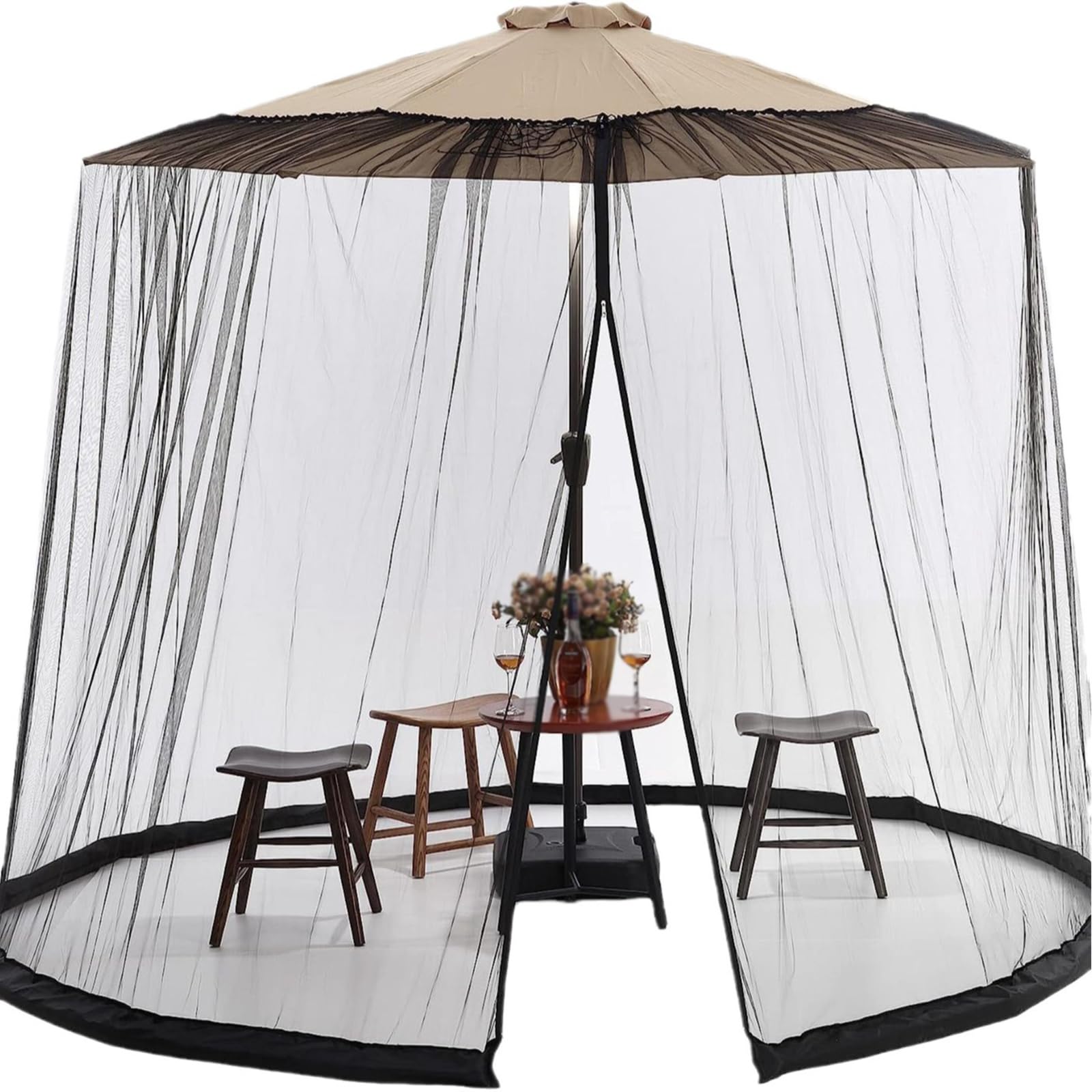Zanzariera regolabile per gazebo, tende a baldacchino da 2,8 a 4,5 m, zanzariera a doppia faccia con porta con cerniera per patio, pergola e tavoli sospesi
