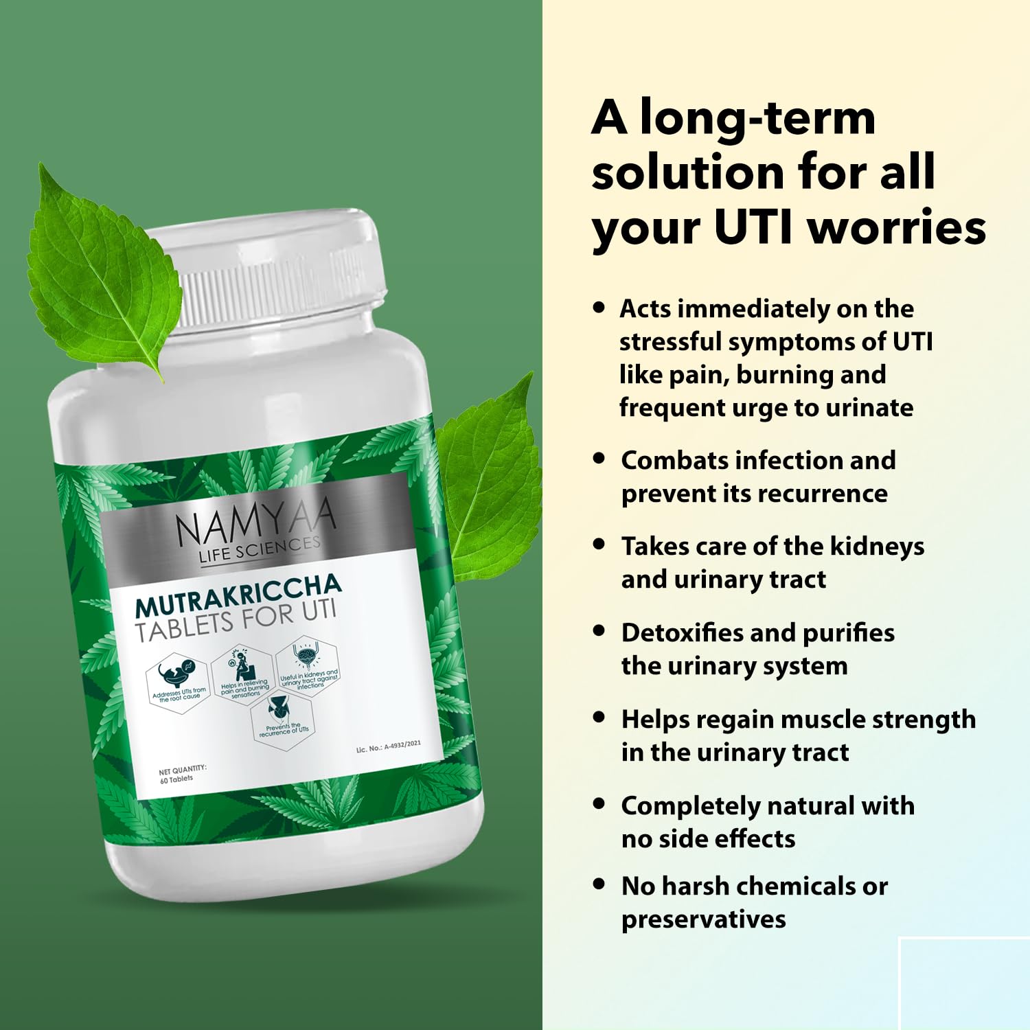 Namyaa UTI Treatment Kit - Combo pack of UTI Syrup and UTI tablets | Supports Urinary Tract to Relieve Pain & Discomfort, Restores pH Levels