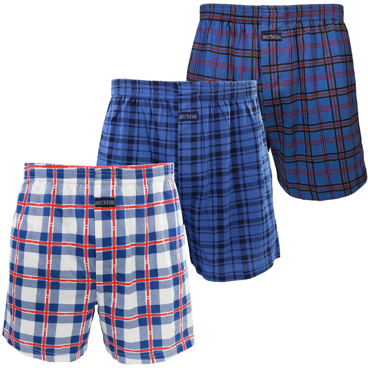 3 Pack Mens Boxers Loose Fit, 100% Cotton Knitted Fabric Shorts, Super Soft Pyjama Shorts Mens with Button Fly, Comfortable and Breathable Size M - 3XL-image-44