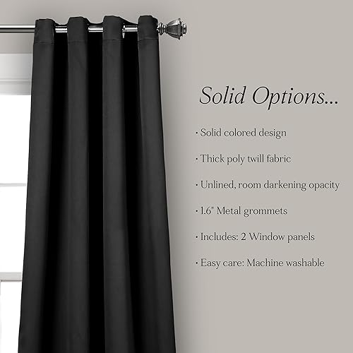 Miniatura 6 de Lush Decor Paneles de Cortinas con Ojales Aislantes Opacas para Ventana, Par, 52" W x 84" L, Negro - Diseño Clásico Moderno - Decoración Elegante de