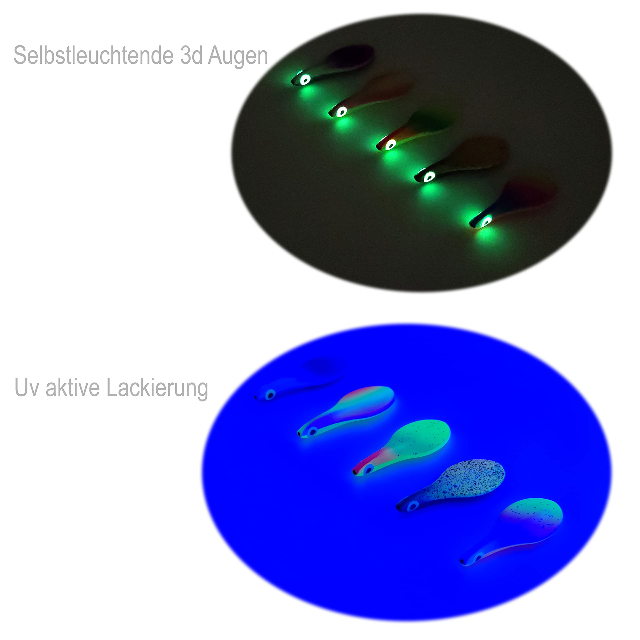 Inline Spoon Forelle in Box | UV Aktiv und Selbstleuchtende 3D Augen | Durchlaufblinker Forellenköder Inliner Spoon Inline Durchlauf Spoons Forelle Angel Set Magic Spoon