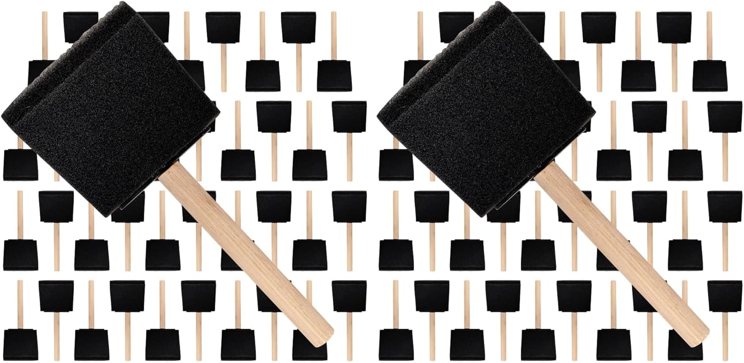 Pro Grade - Foam Brushes - 3 Inch - 36 Piece Poly Foam Brush Set (Pack of 2)