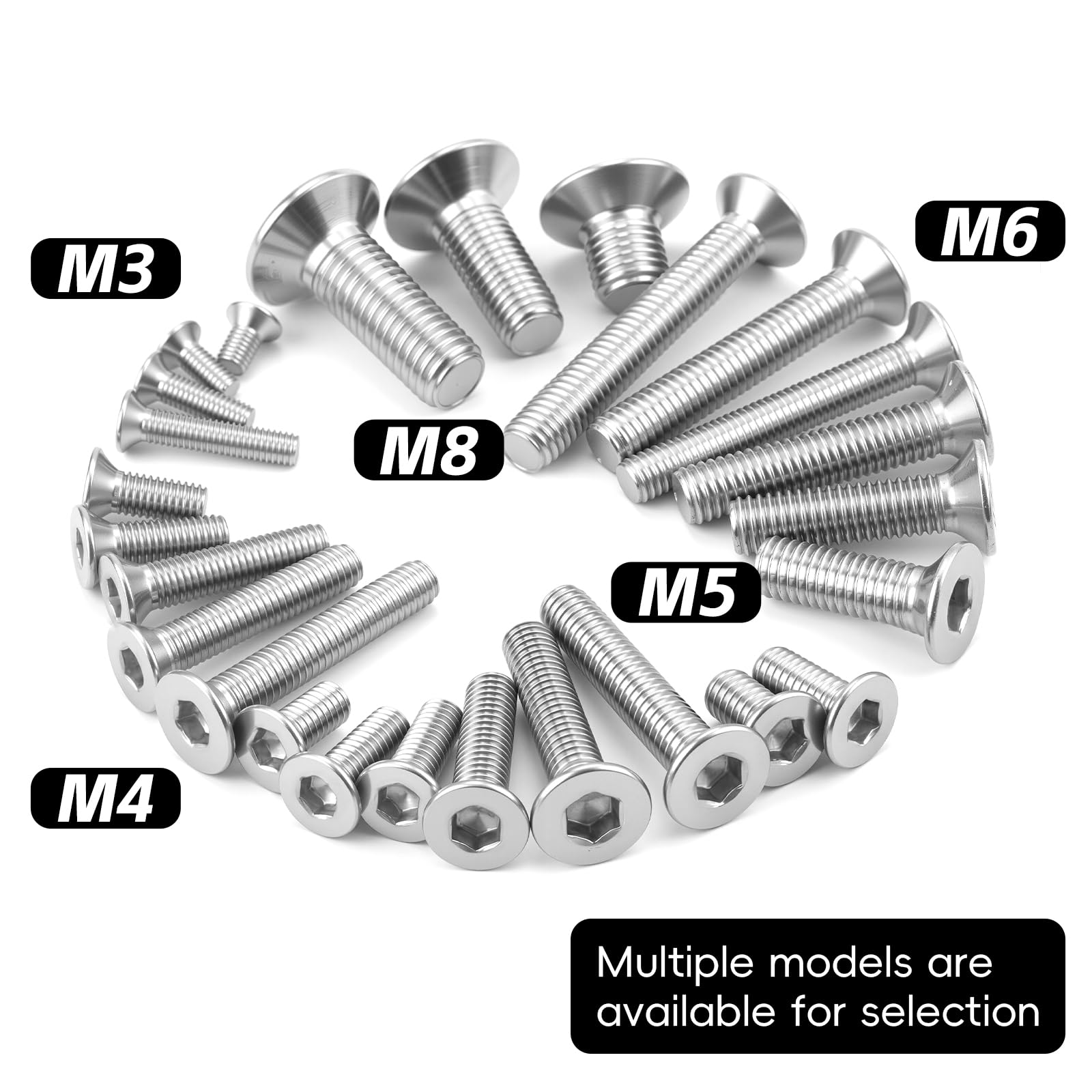 120 viti a testa svasata M4 x 10 mm, in acciaio inox A2 V2A, DIN 7991 con filettatura completa