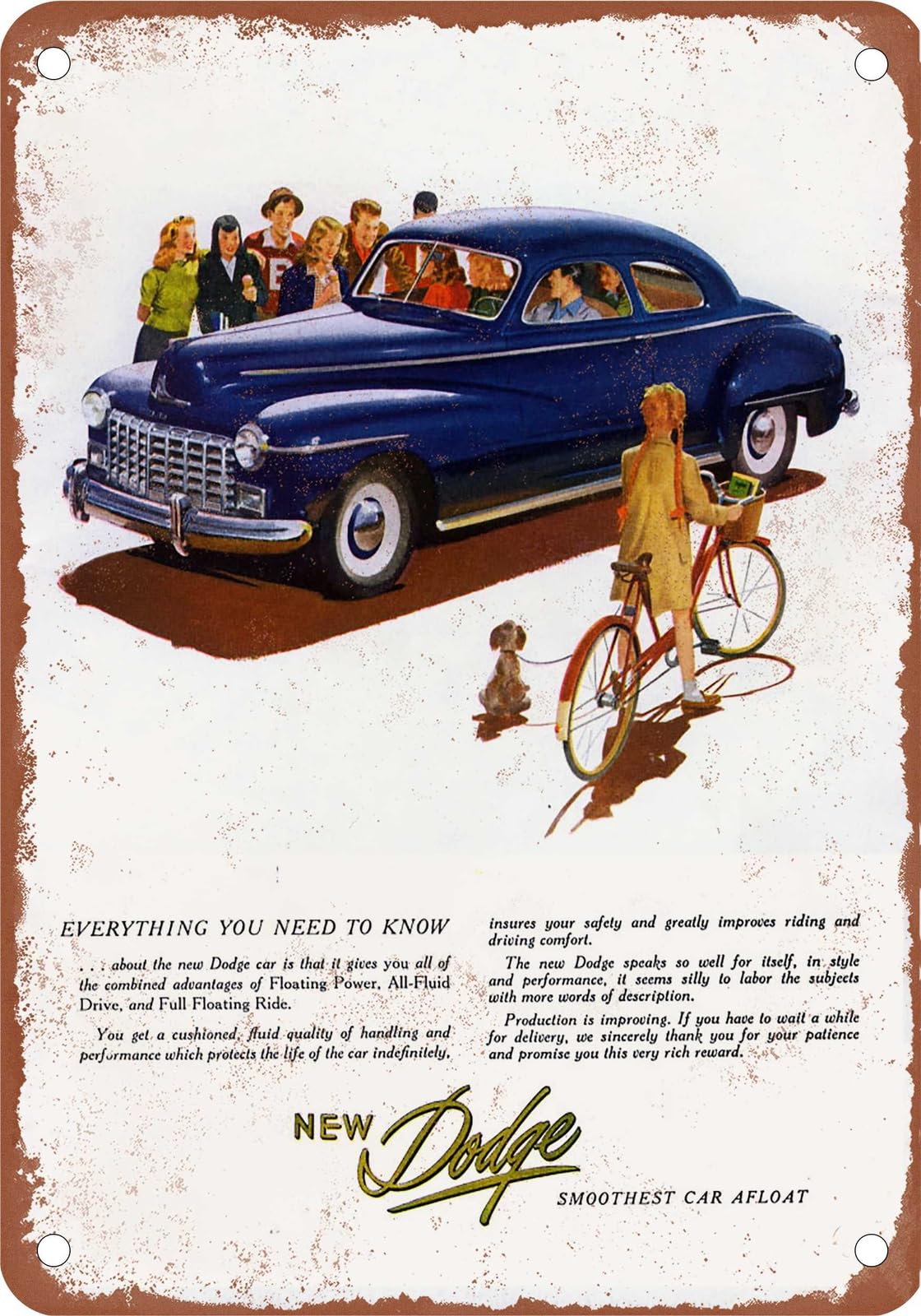 METAL SIGN - 1947 Dodge Vintage Ad 01 - Old Retro Rusty Look home decor