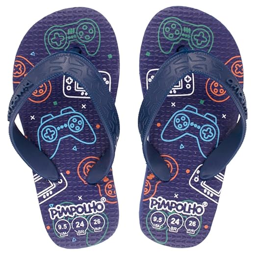 Chinelo Menino 24 a 32 Pimpolho Chinelo de dedo Infantil Confortável e Antiderrapante, Idade 3 a 9 Anos