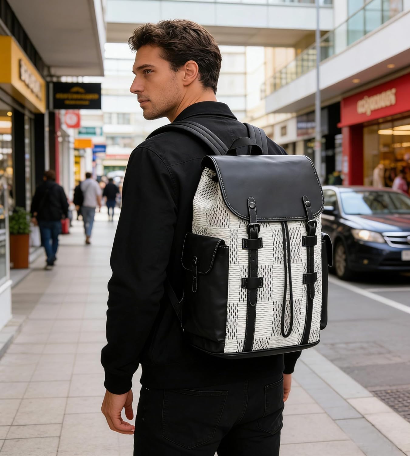 KingTo Laptop Backpack for Men Luxury Anti-Theft Travel Backpack Casual Business Waterproofing Computer Bag (B-White)