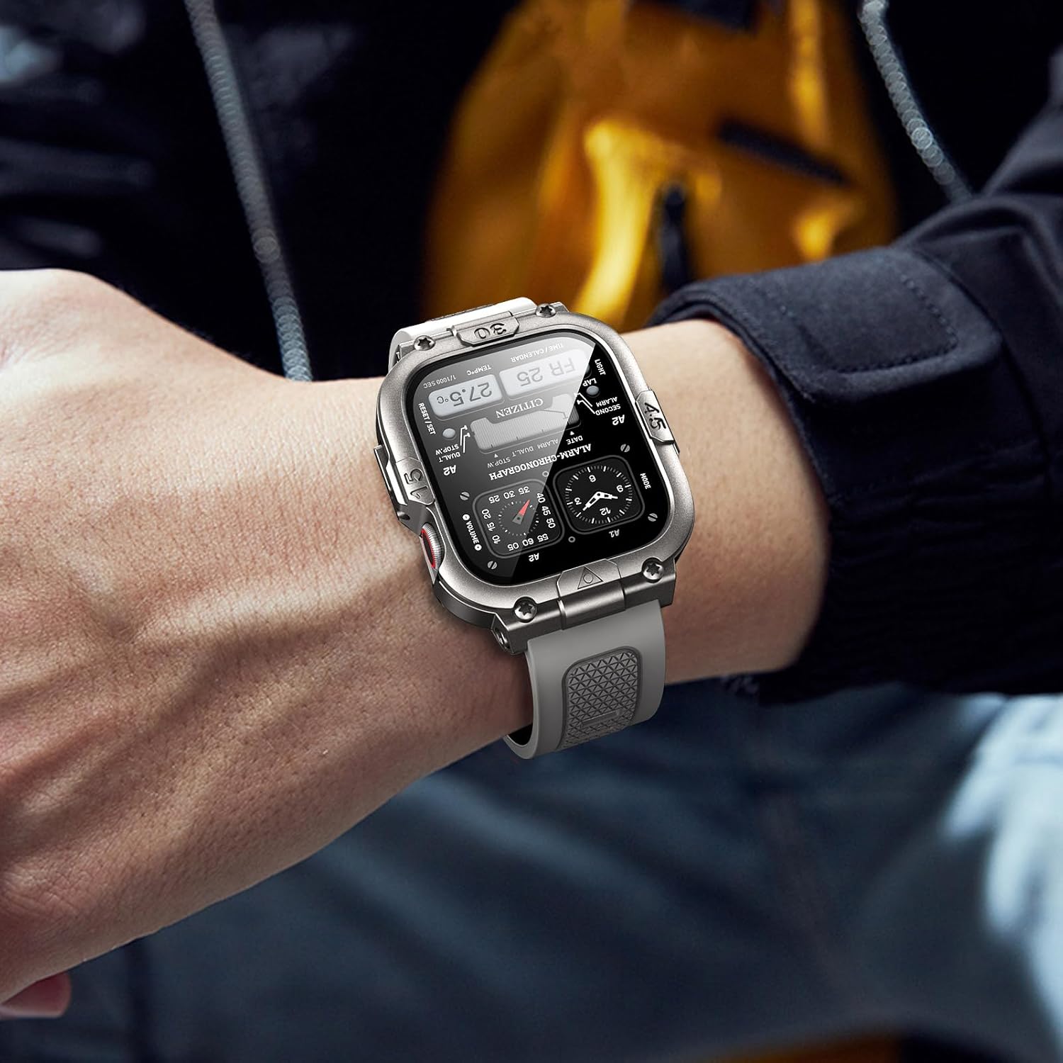 Dsytom Waterproof Case with Band Compatible for Apple Watch Band 46mm 45mm 44mm 42mm(S11/10) 41mm 40mm for Men,Rugged Smartwatch Strap with Built-in Tempered Glass Screen Protector for iWatch Series 11/10/9/8/7/6/5/4/SE - Image 7