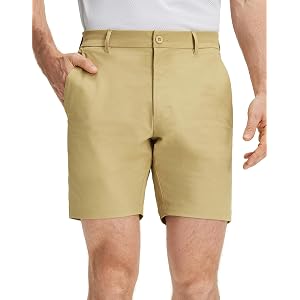 M MAELREG Golf Shorts Men 7 Inch 5 Pockets Cotton Blend Water-Resistant Flat Front Flex Solid Casual Mens Dress Shorts