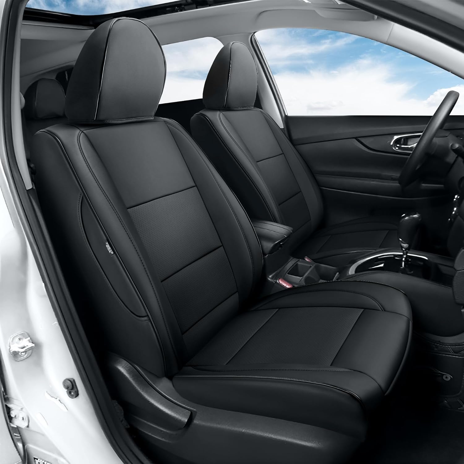 GIANT PANDA Customized Full Set Car Seat Covers for Nissan Rogue Sport Hybrid S,SV,SL 2020 2021 2022,Faux Leather (Black) Black (OEM Style) 2020-2022 Rogue Sport Hybrid