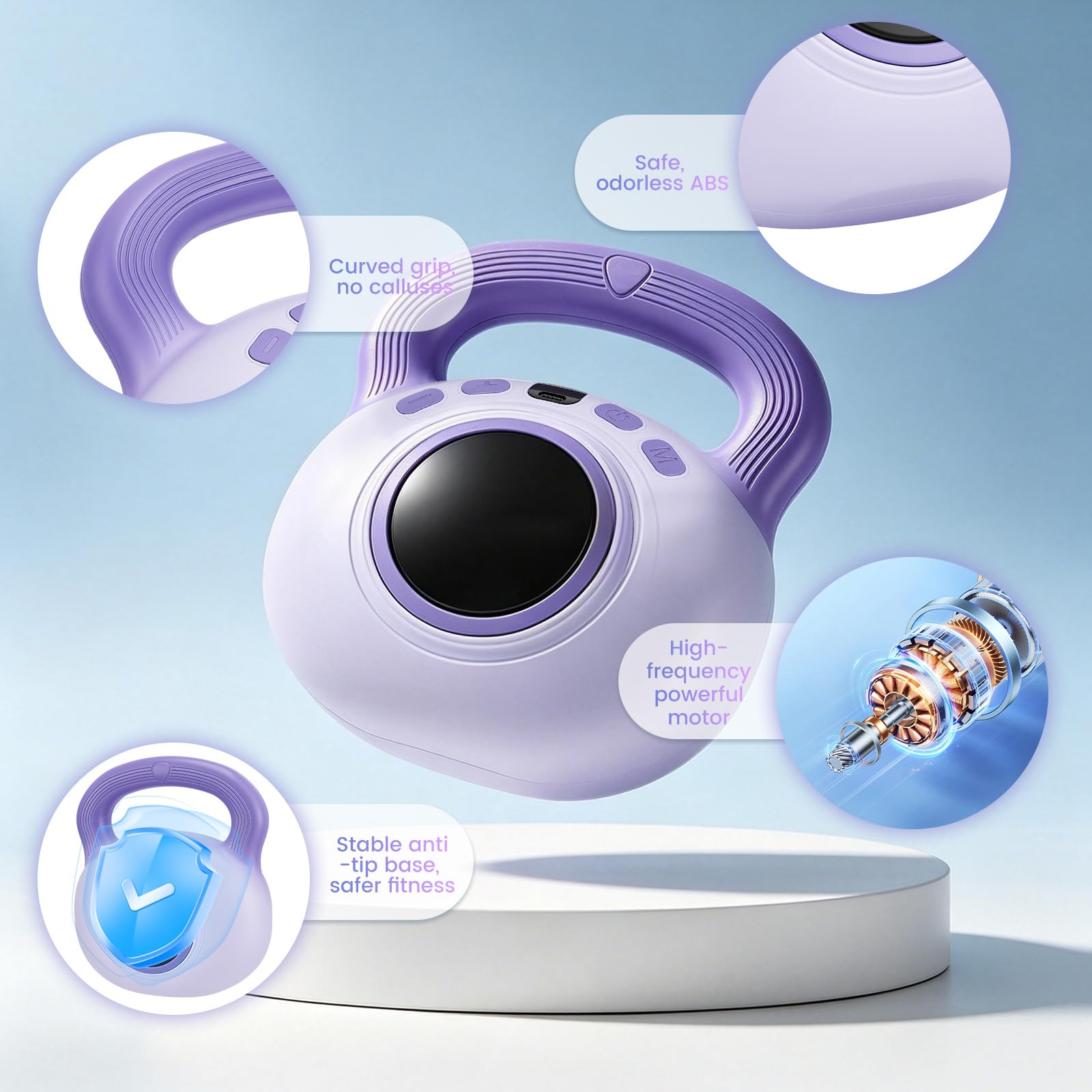 Kettlebell Vibrante Elettrica 9 in 1 da 1,4kg per Donna, 35 Livelli Regolabili con Display LCD, Brucia Grassi, Rimodellamento Corporeo, Drenaggio Linfatico e Miglioramento Circolazione