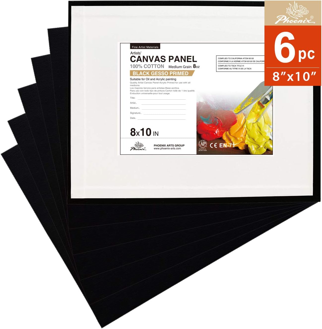 PHOENIX Artist Painting Canvas Panels - 5x7 Inch / 12 Pack - Triple Primed Cotton Canvas Boards for Oil & Acrylic Paint
