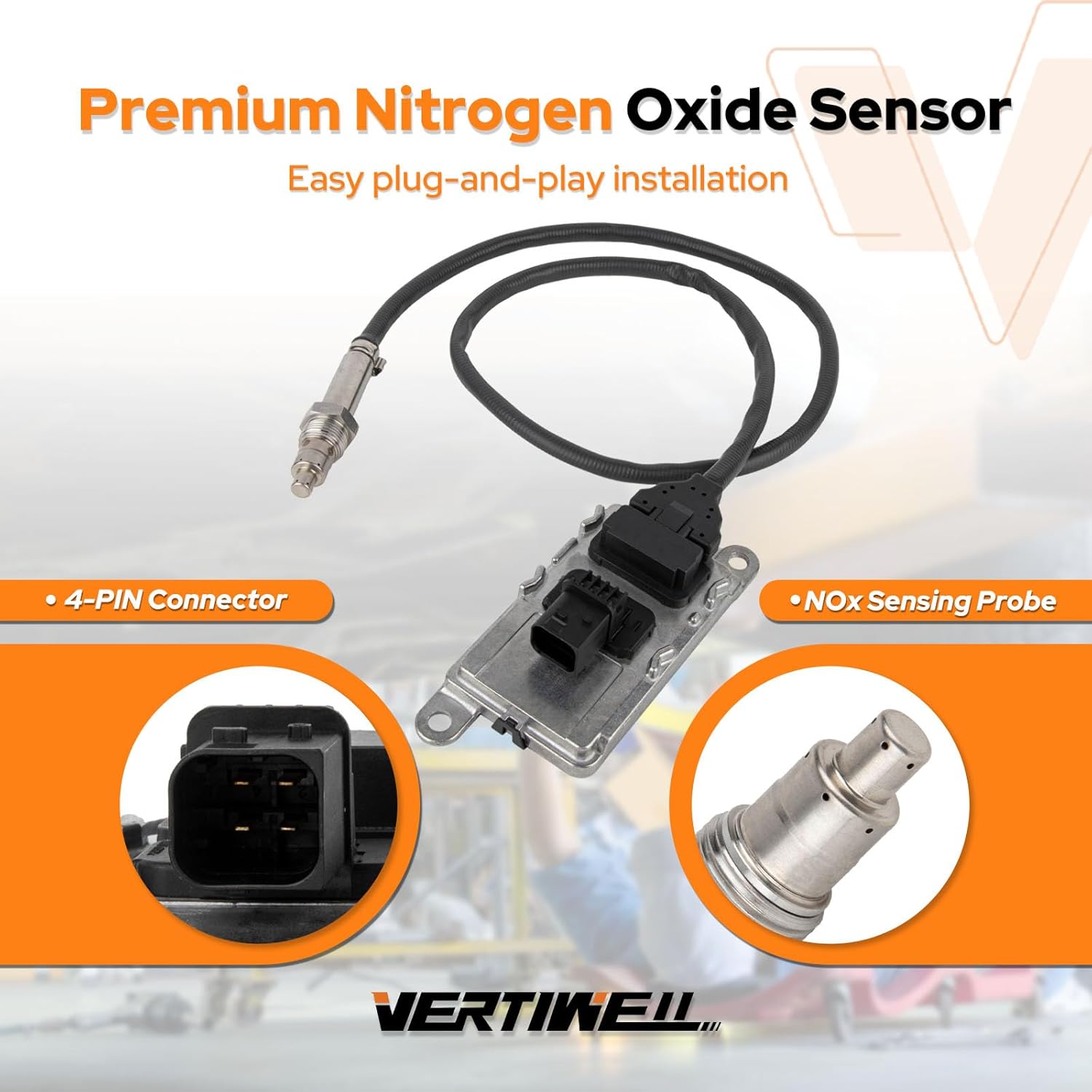 NOx Sensor Inlet Upstream Nitrogen Oxide Sensor Compatible with Freightliner M2 106 MT45 International Harvester 4300 6.7L 8.9L 12.4L L6 Diesel 2013 2014 2015 2016 Replaces 904-6011 5499316
