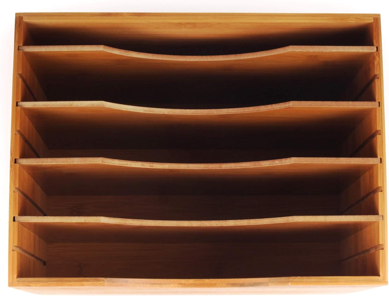 Kinson Bamboo Desk Organizer Paper Files and Mail Sorter with Adjustable Dividers - Single Unit