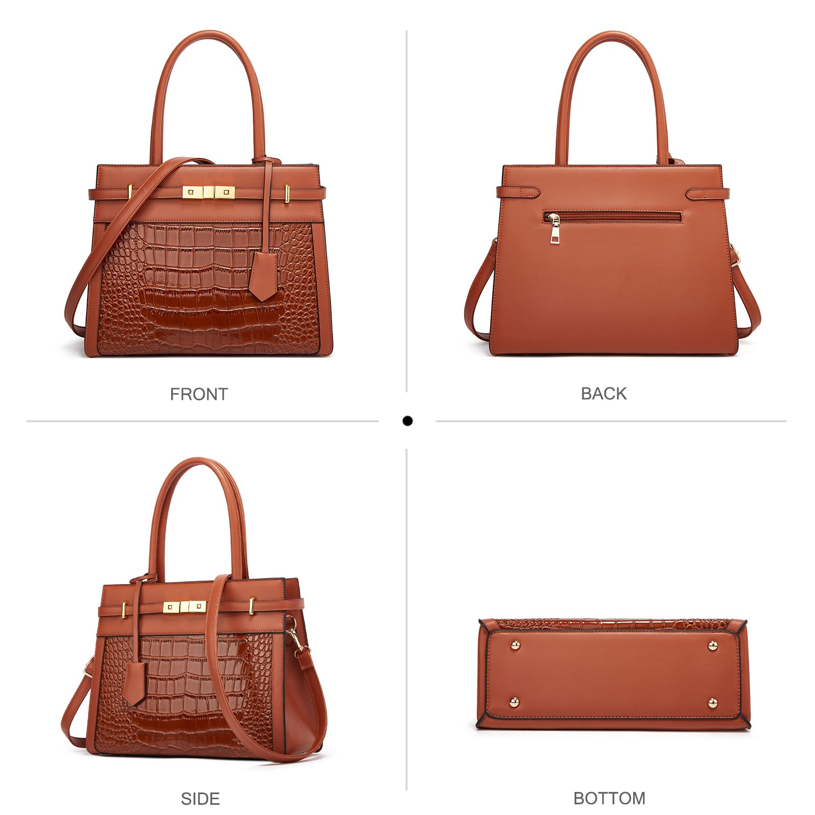 NICOLE & DORIS Bolsos Grande Mujer Bolso de Mano Cocodrilo Bolso Mujer 3 Piezas Bolso Bandolera Bolsos Shopper Totes Bolso de Hombro para Viajes Compras Trabajo Negro