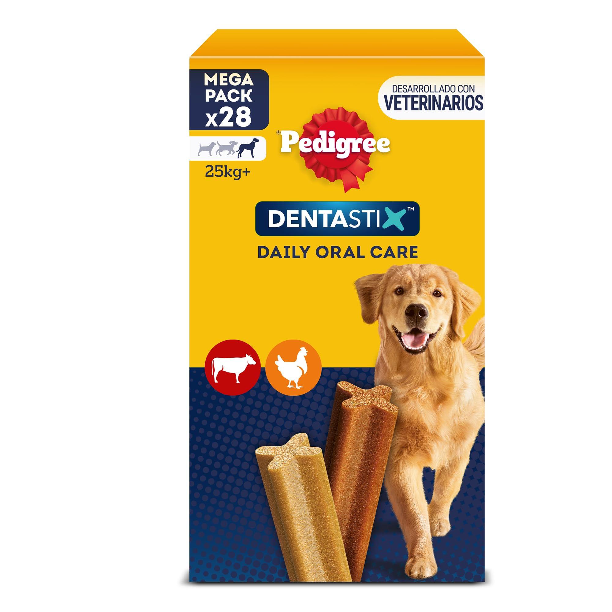 Pedigree Dentastix - Friandises pour grand chien, 112 bâtonnets à mâcher pour l'hygiène bucco-dentaire (16 sachets de 7 Sticks)