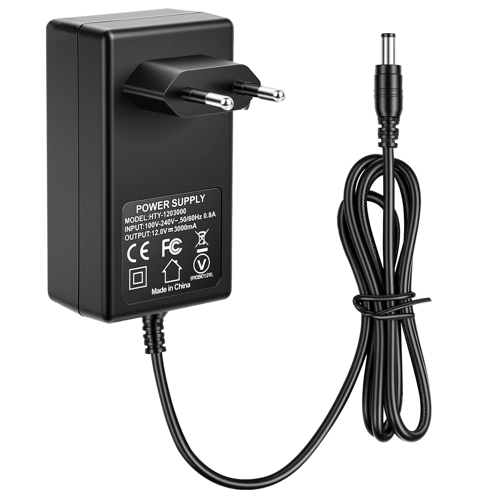 Alimentatore 36W 12V 3A – Spina UE – Convertitore AC/DC – 5,5 mm x 2,1 mm – per Strisce LED, Telecamere di Sorveglianza, DVR, Router, Amplificatori Audio – Protezione da Sovraccarico