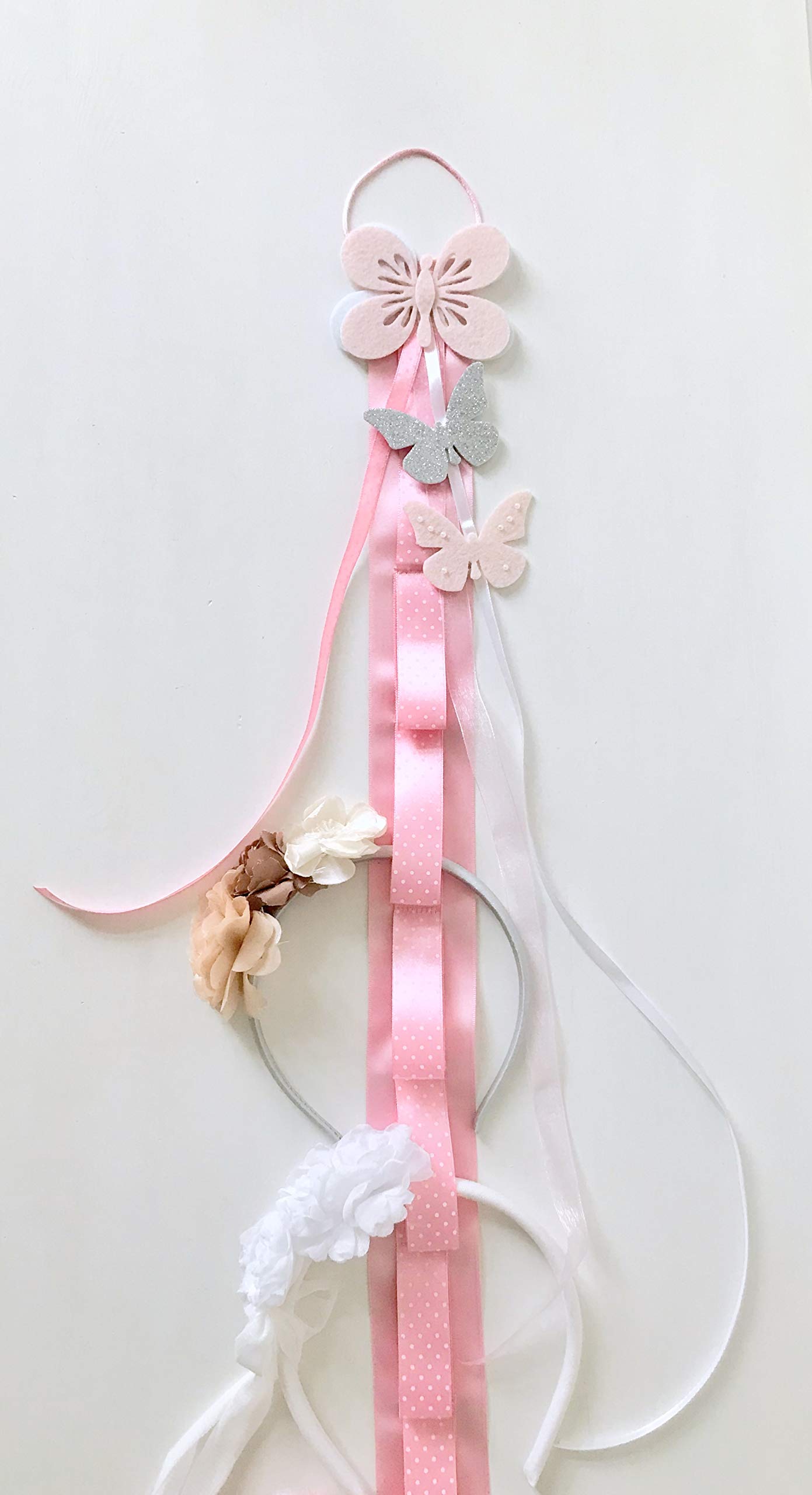 TULLE E MERAVIGLIE Porta cerchietti e mollette Farfalla personalizzabile con Nome, Portacerchietti per Capelli Bambina, Espositore Cerchietti