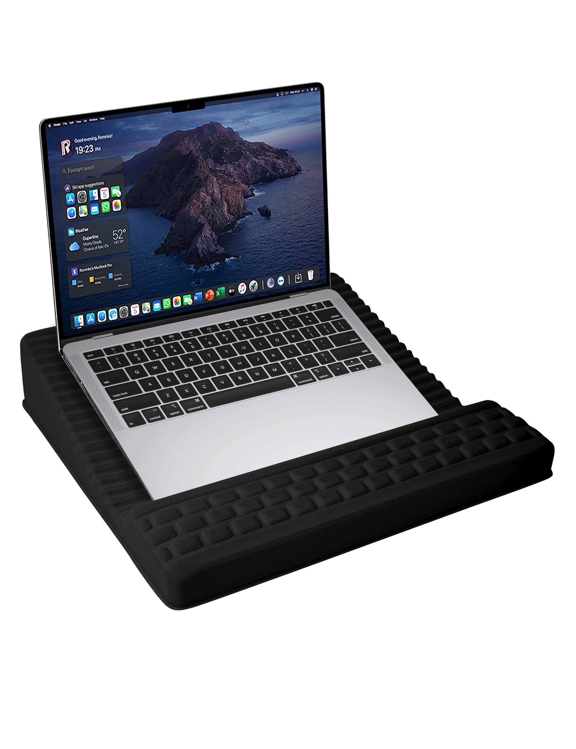 Scrivania per laptop, supporto reversibile per laptop con superficie di raffreddamento, poggiapolsi morbido, vassoio portatile leggero, scrivania regolabile per casa e ufficio, adatta a