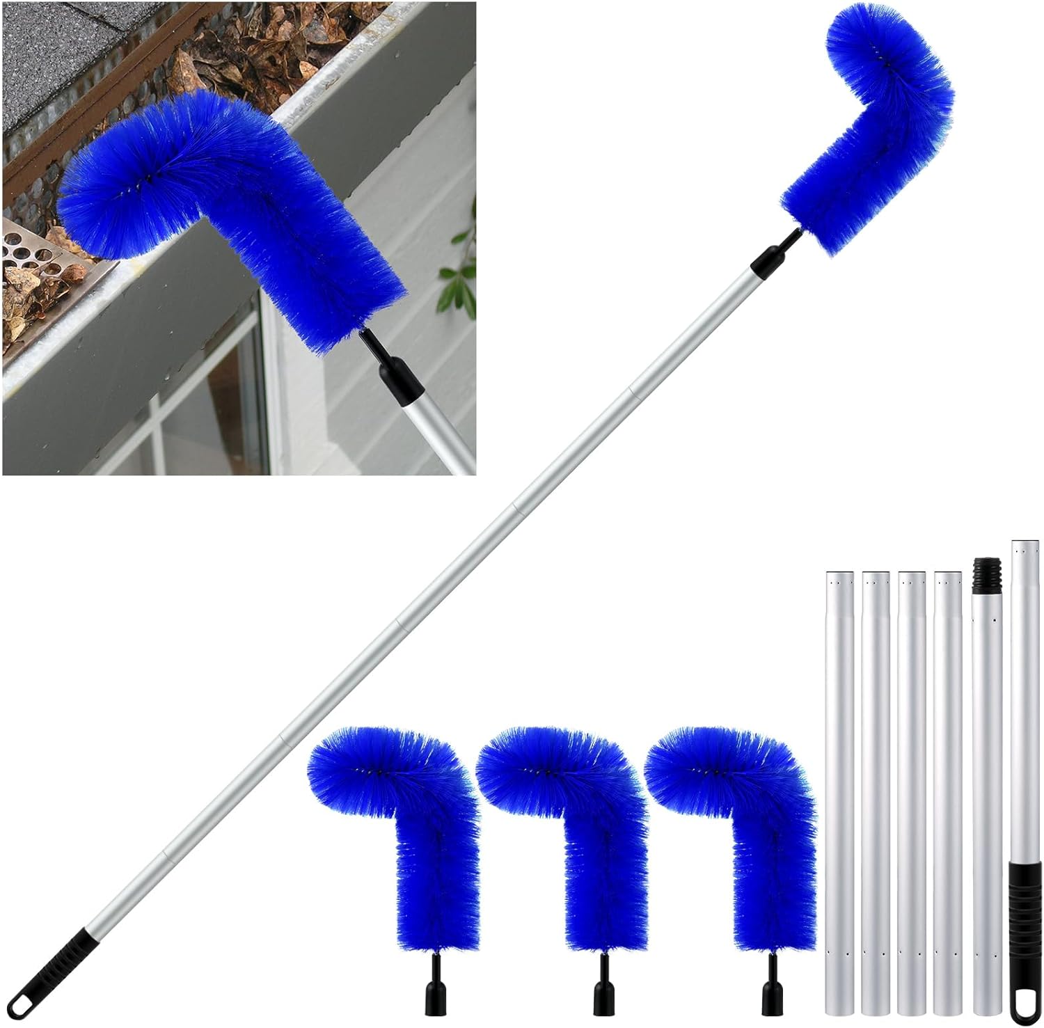 Layhit 4 Pcs Gutter Cleaning Brush Gutter Cleaning Tools Gutter