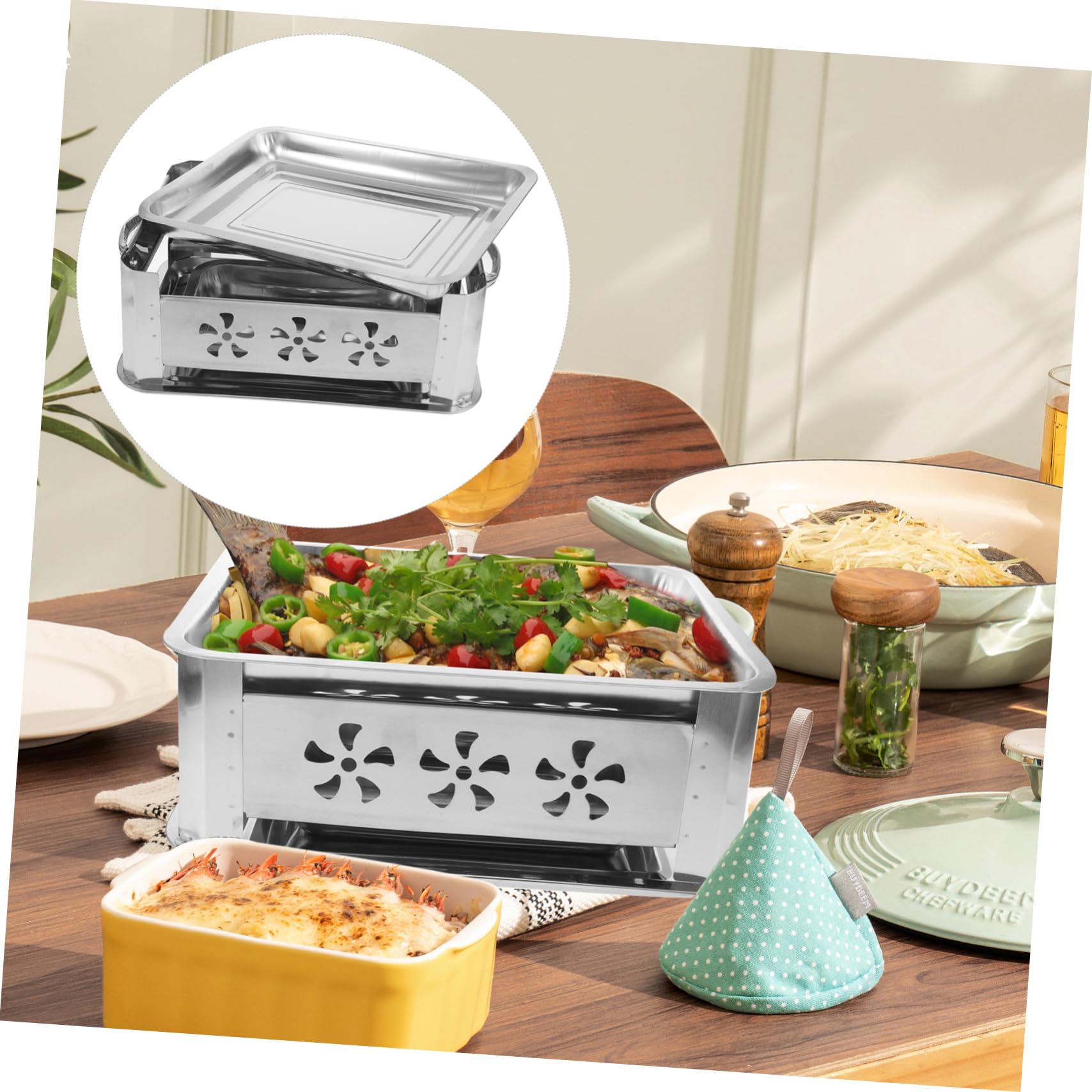 Toyvian Bandeja para Almacenar Pescado Rectangular de Acero Inoxidable | Plata, Bandeja a Juego, para Camping y Cocina, Práctica Fácil Almacenamiento
