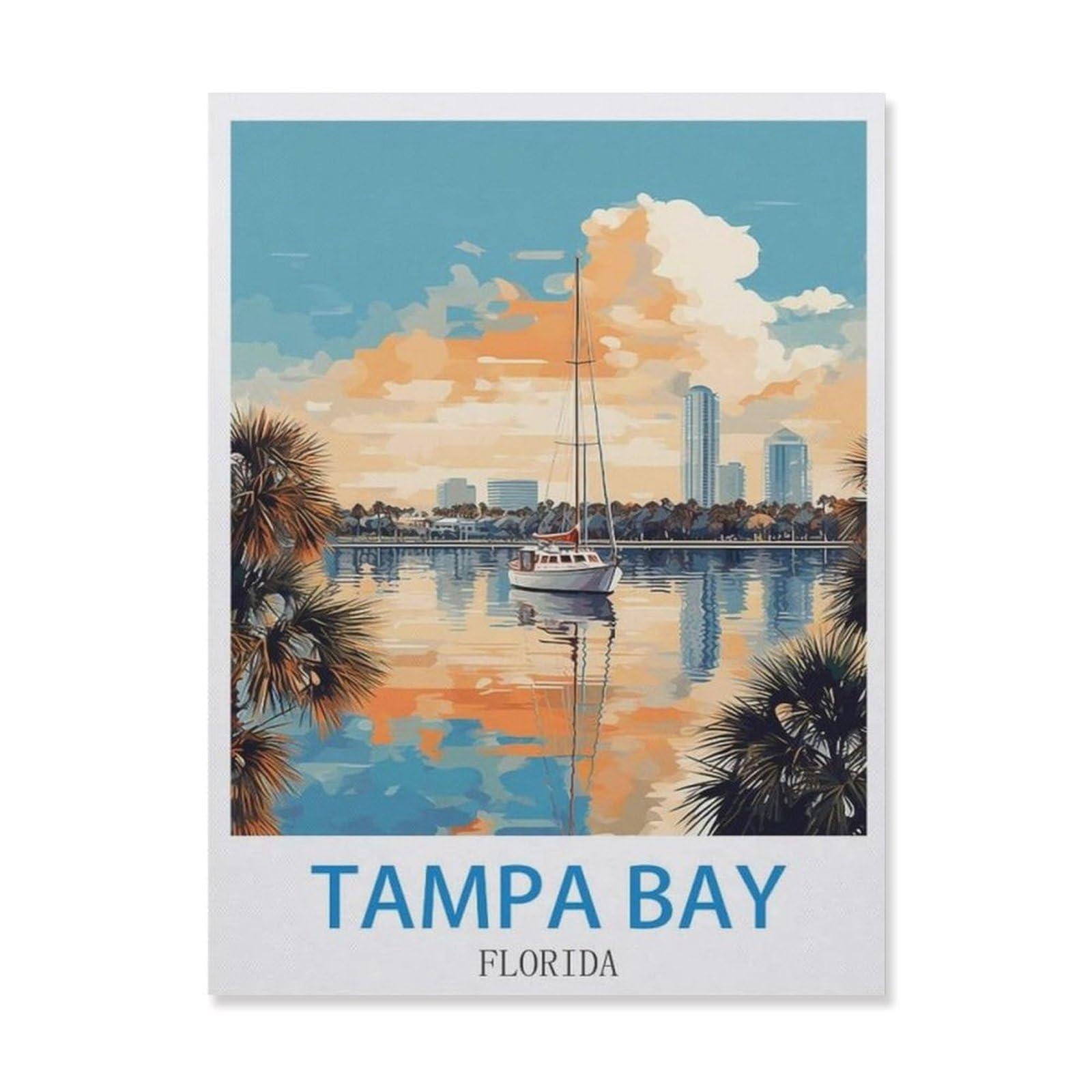 Vintage Wall Decor Metal Poster Plaque，Tampa Bay Florida(30x40cm）
