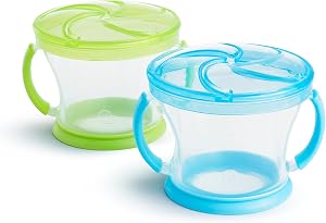 Munchkin Snack Catcher Toddler Snack Cups, 2 Pack, Blue/Green
