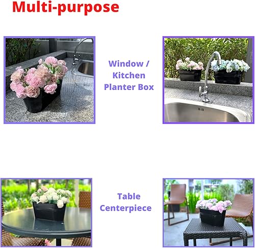 Miniatura 4 de LaLaGreen - Maceta de barandilla para plantas al aire libre (11.2 pulgadas, paquete de 2) macetas colgantes de hierro de metal negro para colgar en