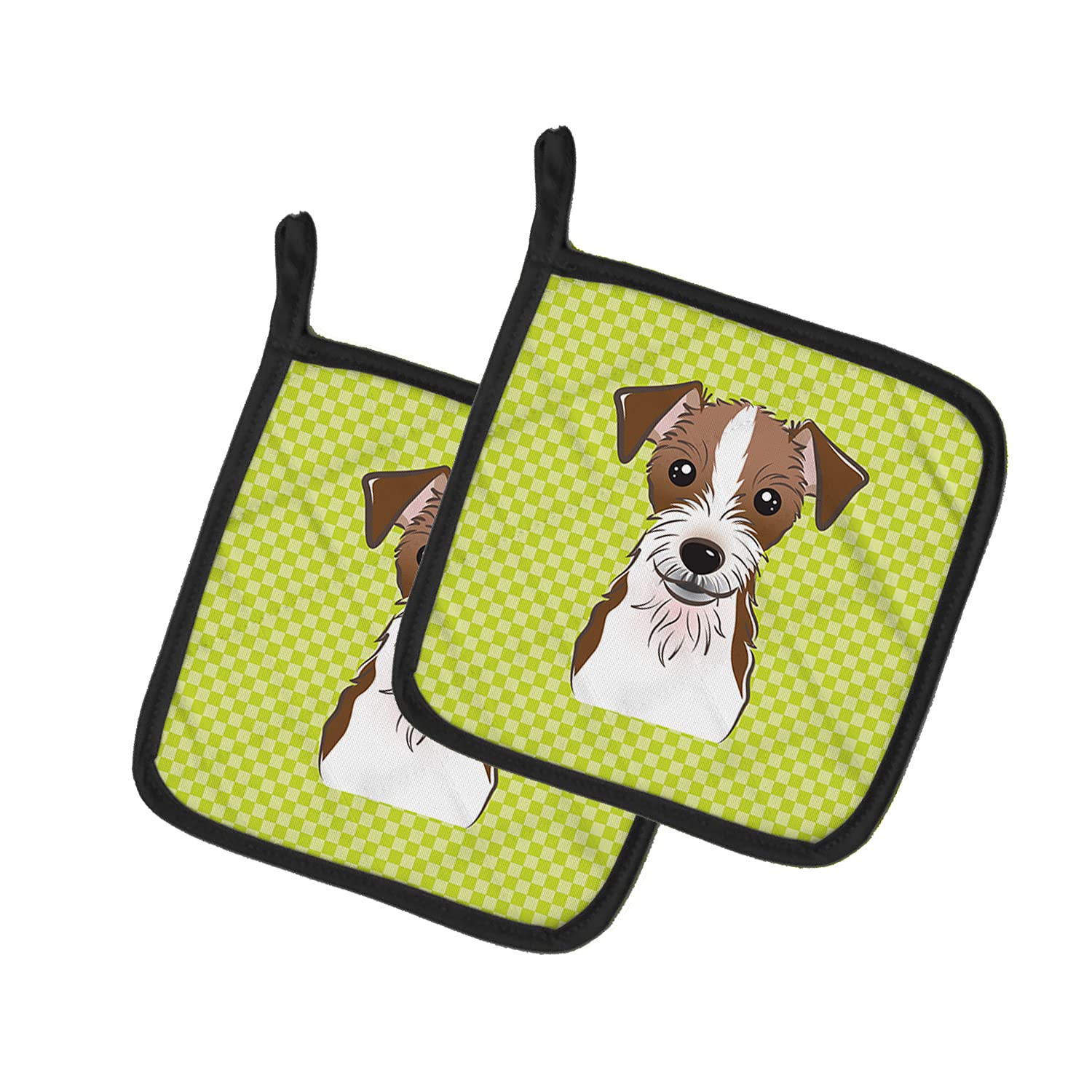 Caroline's Treasures Lot de 2 maniques Jack Russell Terrier Vert Citron BB1264PTHD, Tissu, Multicolore