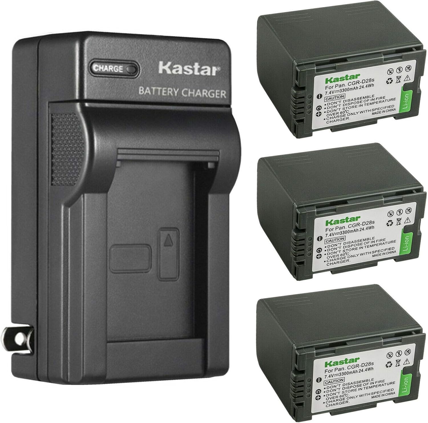 Kastar 2-Pack CGR-D28 Battery and AC Wall Charger Replacement for Panasonic AG-DVC80P, AG-DVX100, AG-DVX100A, AG-DVX100B, AG-DVX100BE, AG-DVX102, AG-DVX102A, AG-DVX102B, AG-DVX1000, AG-EZ50U