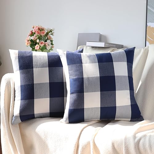 Miniatura 9 de NAVIBULE Juego de 2 fundas de almohada a cuadros de búfalo de 18 x 18 pulgadas, fundas decorativas para exteriores, para sofá, cama, hogar de