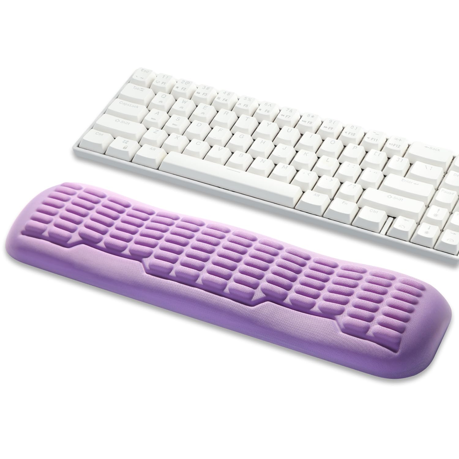 UnivoColors Memory Foam Keyboard Wrist Rest,Latest 3.0 Wave Curve Design,High-Resilience Memory Foam Non-Slip Base,Fits Compact Keyboards,Ideal for Work and Gaming(Lavender)