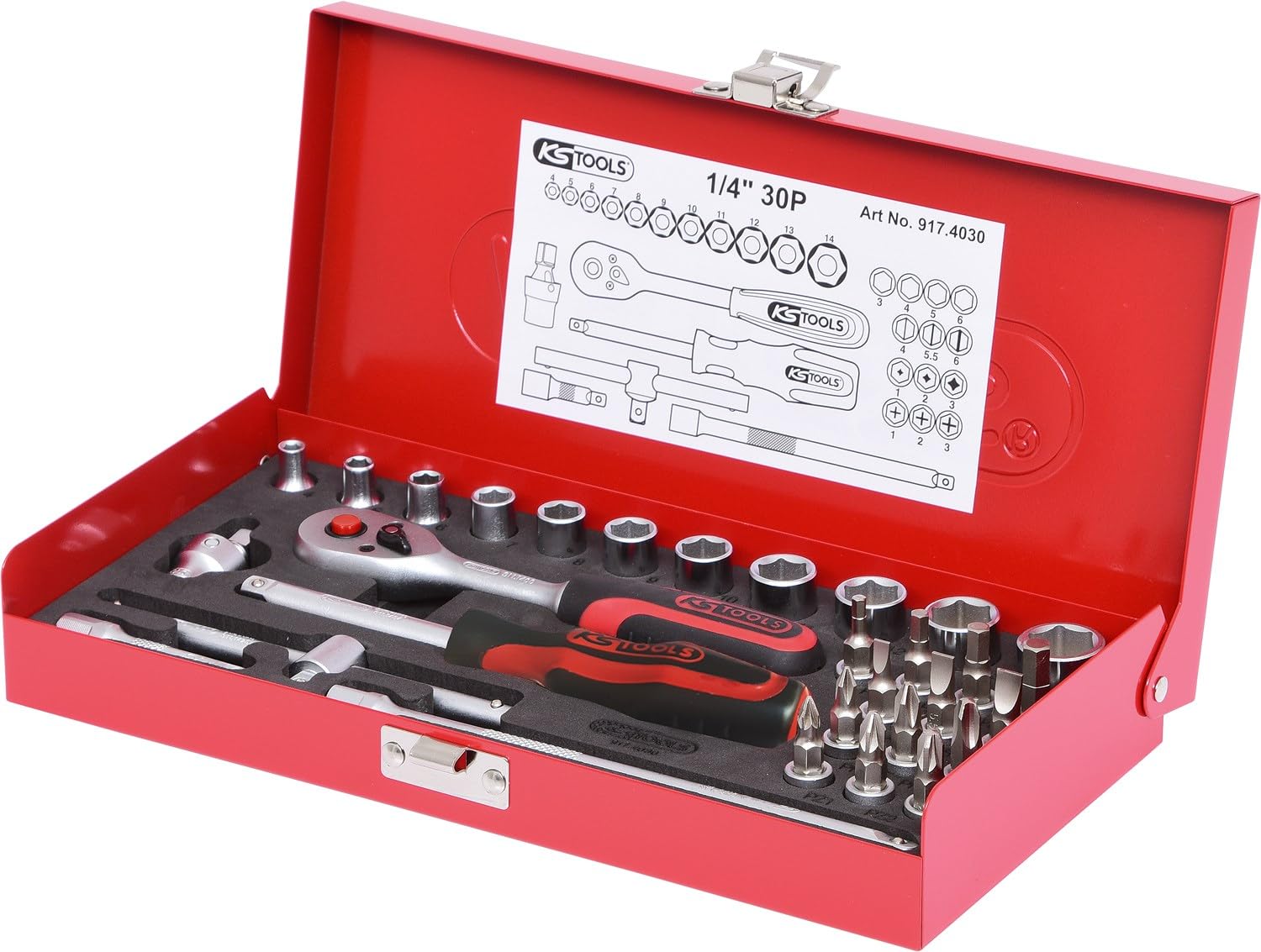 KS Tools 917.4030 - Pack de 30 piezas con llaves de vaso hexagonal Classic (tamaño: 1/4")