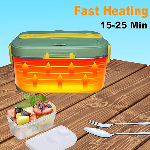 Miniatura 3 de Electric Lunch Box Food Heated 80W 12V 24V 110V Faster Food Warmer Heater for CarTruckHome Portable Heating Boxes with 1.8L 304 SS Container Fork &amp;