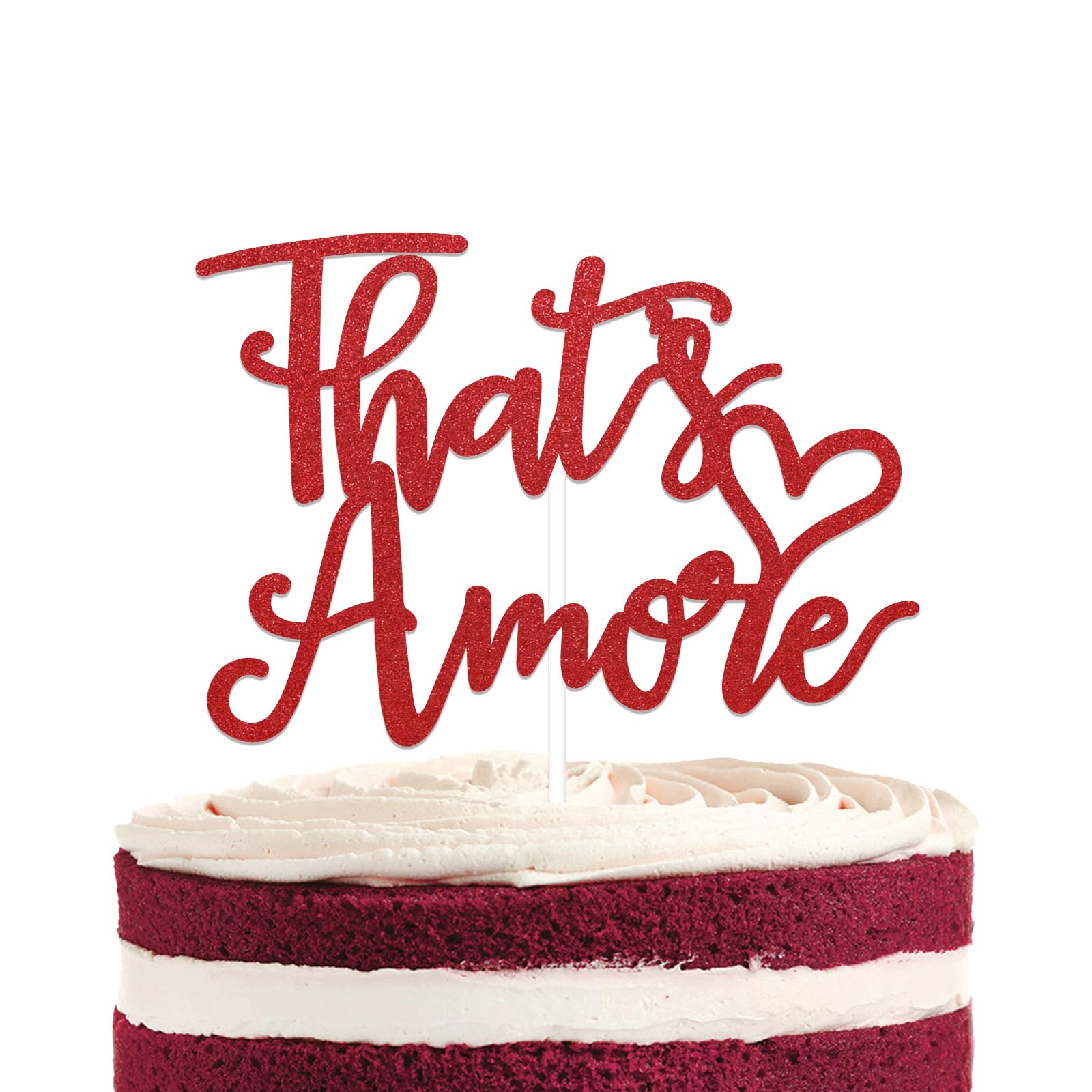 That's Amore Cake Topper - Italian Bachelorette Bridal Shower Decorations, Thats Amore Bridal Shower Decor, That's Amore Bachelorette Decor Red Glitter