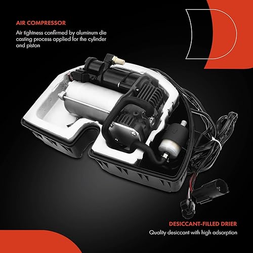 Miniatura 5 de A-Premium Compresor de suspensión neumática compatible con Land Rover Range Rover 2014-2021, Range Rover Sport 2014-2017, AMK OES, con soporte,