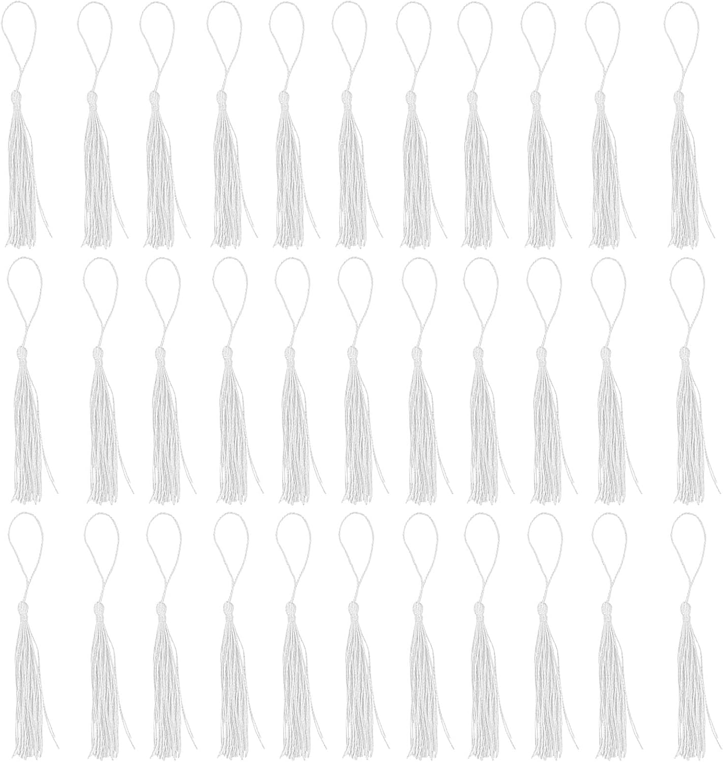 150 Pcs 130mm/5 Inch Silky Mini Tassels with Loops, Bookmark Tassels Bulk Perfect for Jewelry Making, DIY Projects(White)