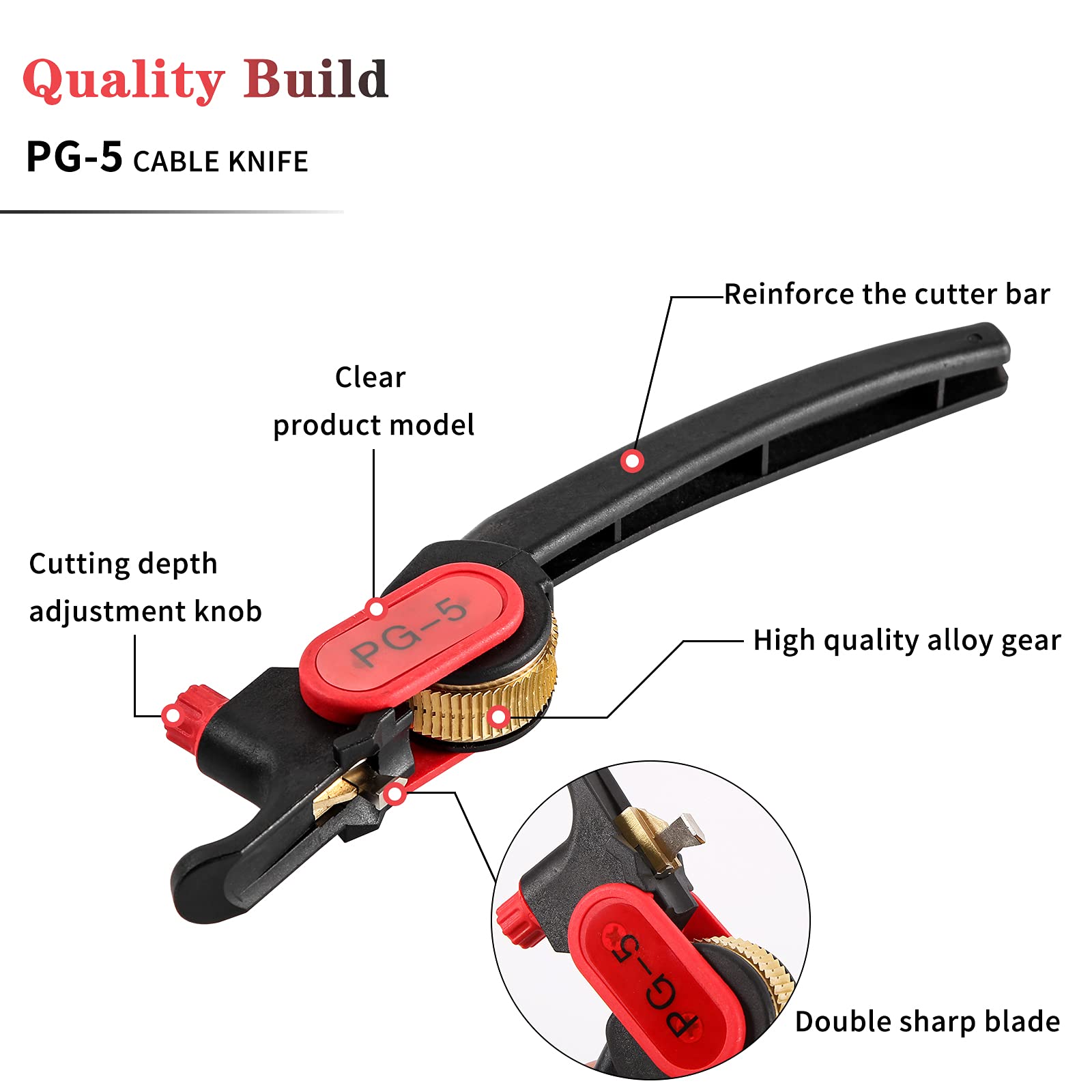 Pelacables tipo rueda de trinquete, cuchillo de cable PG-5 para herramienta de pelado de cables Comm/PVC/LV de 25 mm