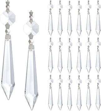 H&D HYALINE & DORA Crystal Icicle Prisms Clear Glass Bead Octogan for Lamp Drop Chandelier DIY Decoration Suncatcher, Pack of 202.4 inch
