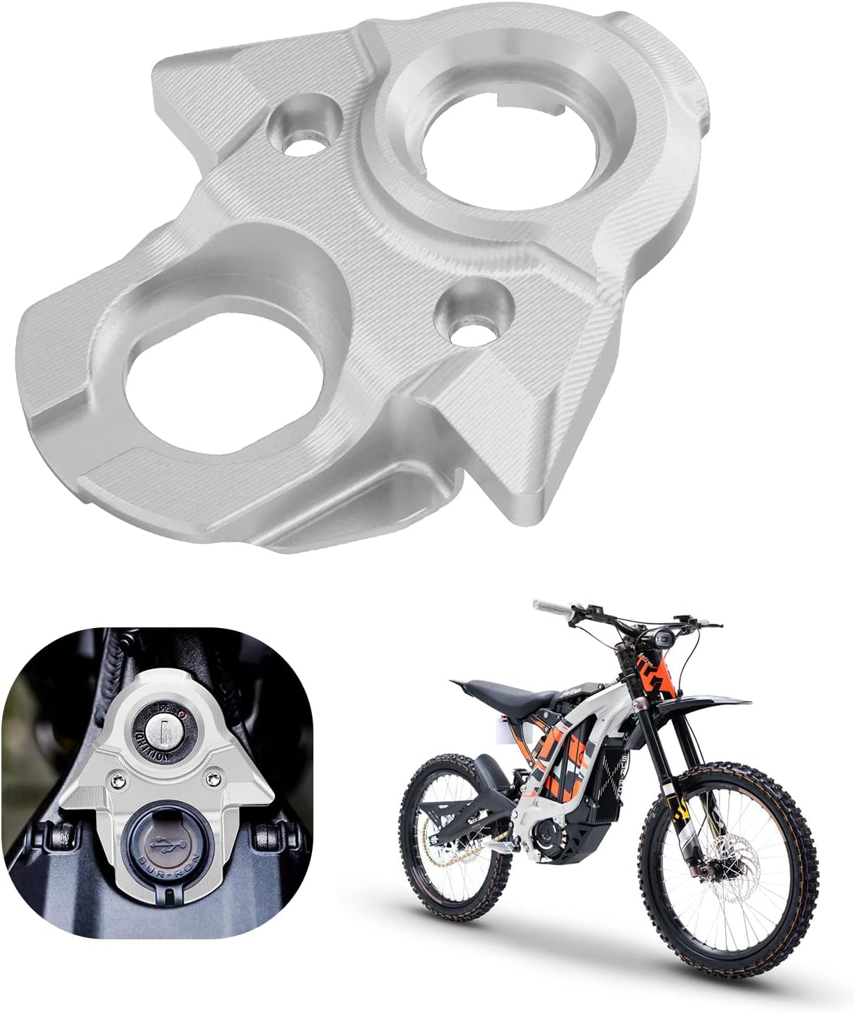 Funparts Surron Ignition Key Switch Cover, Ignition Switch Ring CNC for Surron Sur Ron Light Bee X/S/LBX Segway X260 X160 Electric Dirt Bike Silver