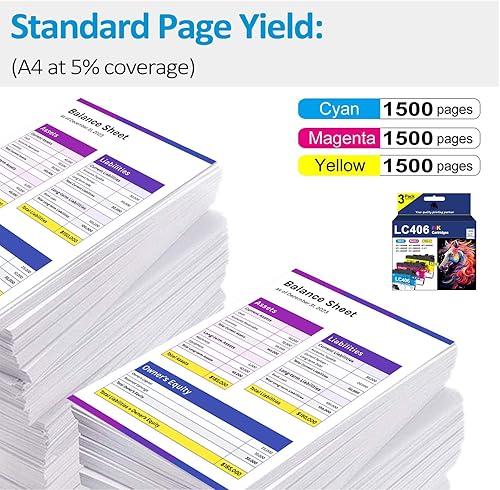 Miniatura 4 de LC406 LC4063PKS LC406CS LC406MS LC406YS - Paquete de 3 cartuchos de tinta de color LC 406 para impresora Brother MFC-J4335DW MFC-J4345DW MFC-J4535DW