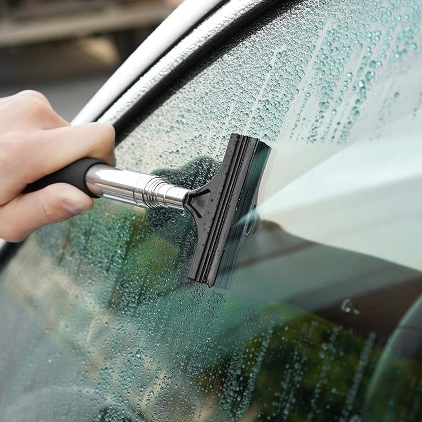 Car Side Mirror Squeegee Portable with Telescopic Long Rod Rearview Mirror Wiper,Retractable