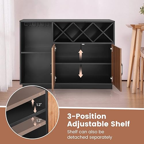 Miniatura 6 de IFANNY Gabinete de buffet con almacenamiento, gabinete de licor con estantes y soportes para vino, buffets y aparadores de madera, armario de