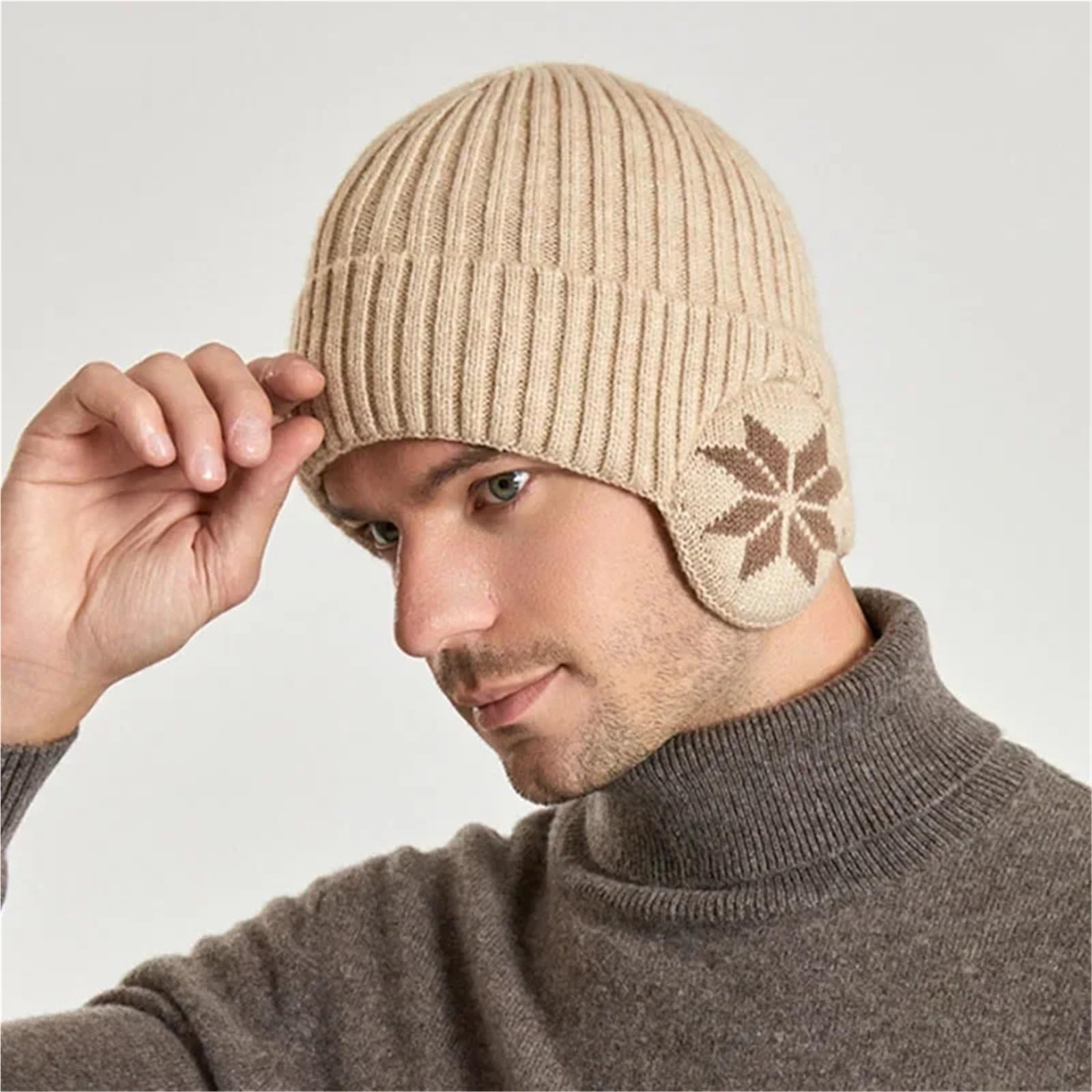 Cappello in cotone lavorato a maglia caldo peluche da uomo invernale unisex Protezione for le orecchie esterno più berretto in velluto for cappelli pullover donna per Gita