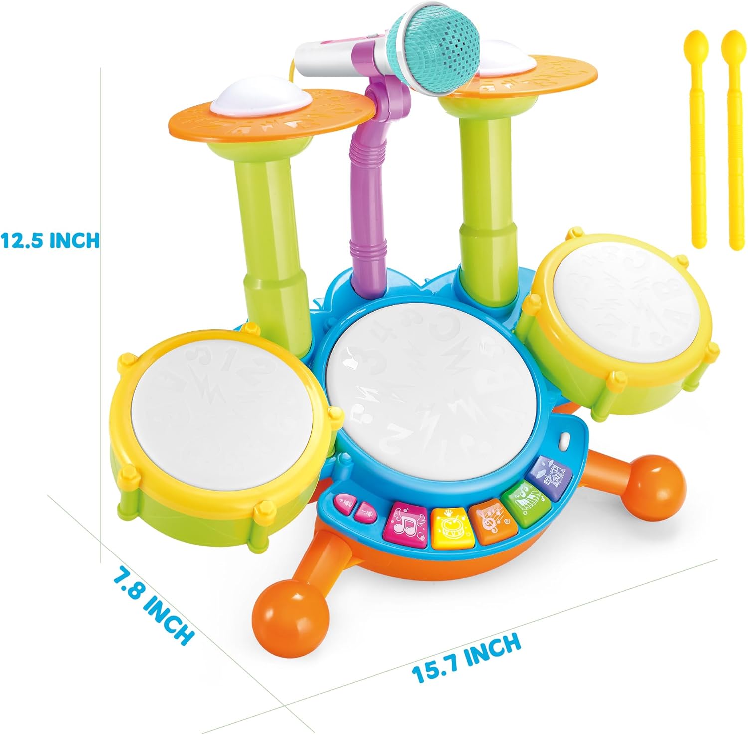 Kid Drum Set for Toddlers 1-3, Baby Drum Set with Microphone Light Up, Toddler Drums Toys for 1 2 3 Year Old Birthday Gift for Boy Girl