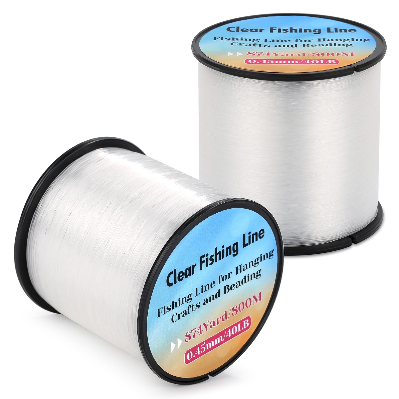 Clear Fishing Wire Nylon Fishing Line, 2624FT Monofilament Line Invisible Clear String for Hanging Decorations Balloon Garland, Crafts, Beading Sewing(0.45mm)